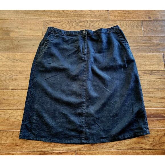 L.L. Bean Dresses & Skirts - L.L Bean Vintage 100% Linen Skirt Size 22W Black A-Line